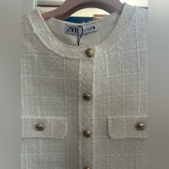 ZARA WOMAN SHORT TEXTURED TWEED DRESS - Picture 4 of 5